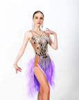 Ostrich and Paillette Crystalline Latin Dress Latin/Rhythm 