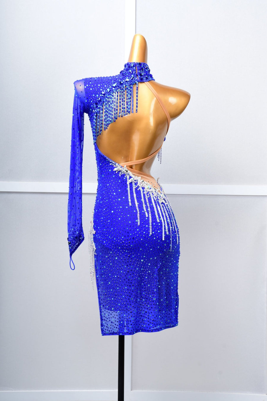 One - sleeve Beaded Crystalline Latin Dress Latin/Rhythm # L5059 - Unika Dancewear