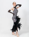 Crystalline Animal Print Feather Latin Dress Latin/Rhythm 