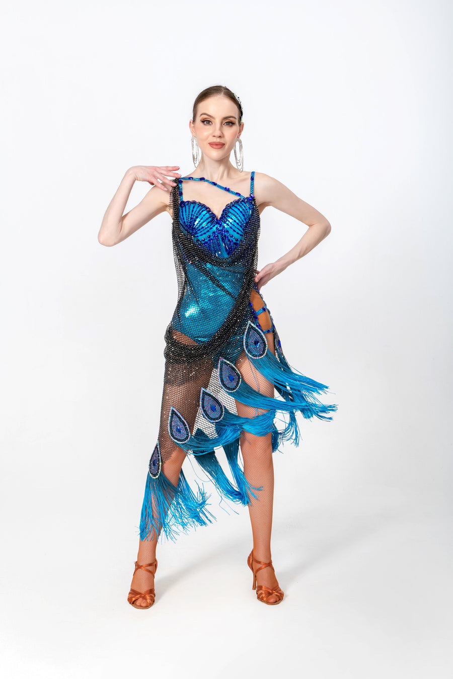 Crystal Peacock Latin  Dress Latin/Rhythm # L5597