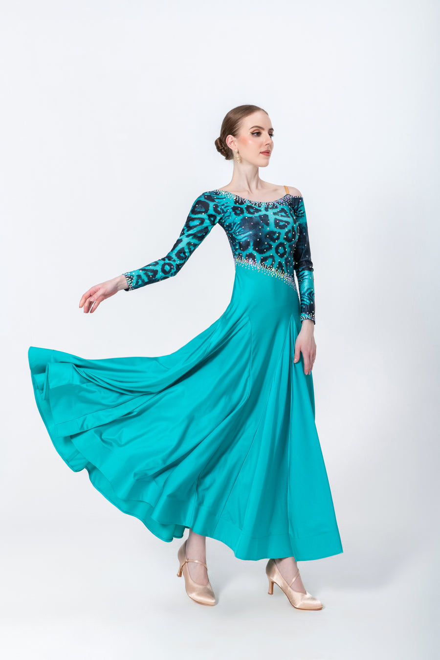 Rayon and Lycra Rhinestone Ballroom Dress Standard/Smooth # M3500