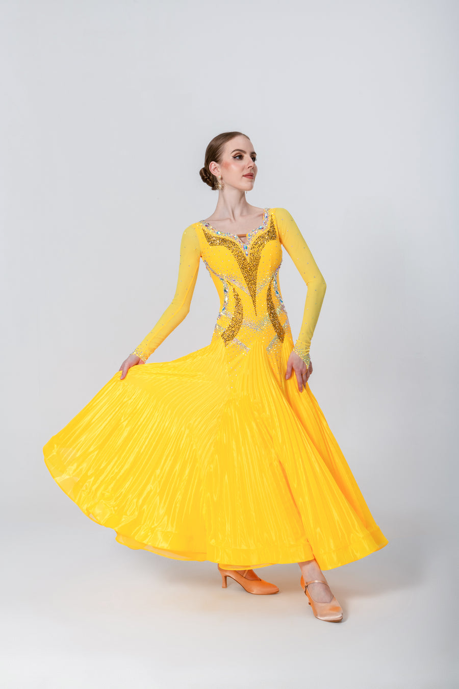 Pleated Skirt Crystallized Ballroom Dress Standard/Smooth # M4718